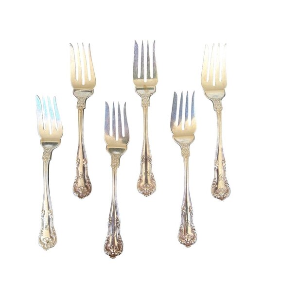 Gorham St. Regis‎ Electro Silver Plate 6" Dessert Forks Lot of 6 Monogram M. - Picture 1 of 7